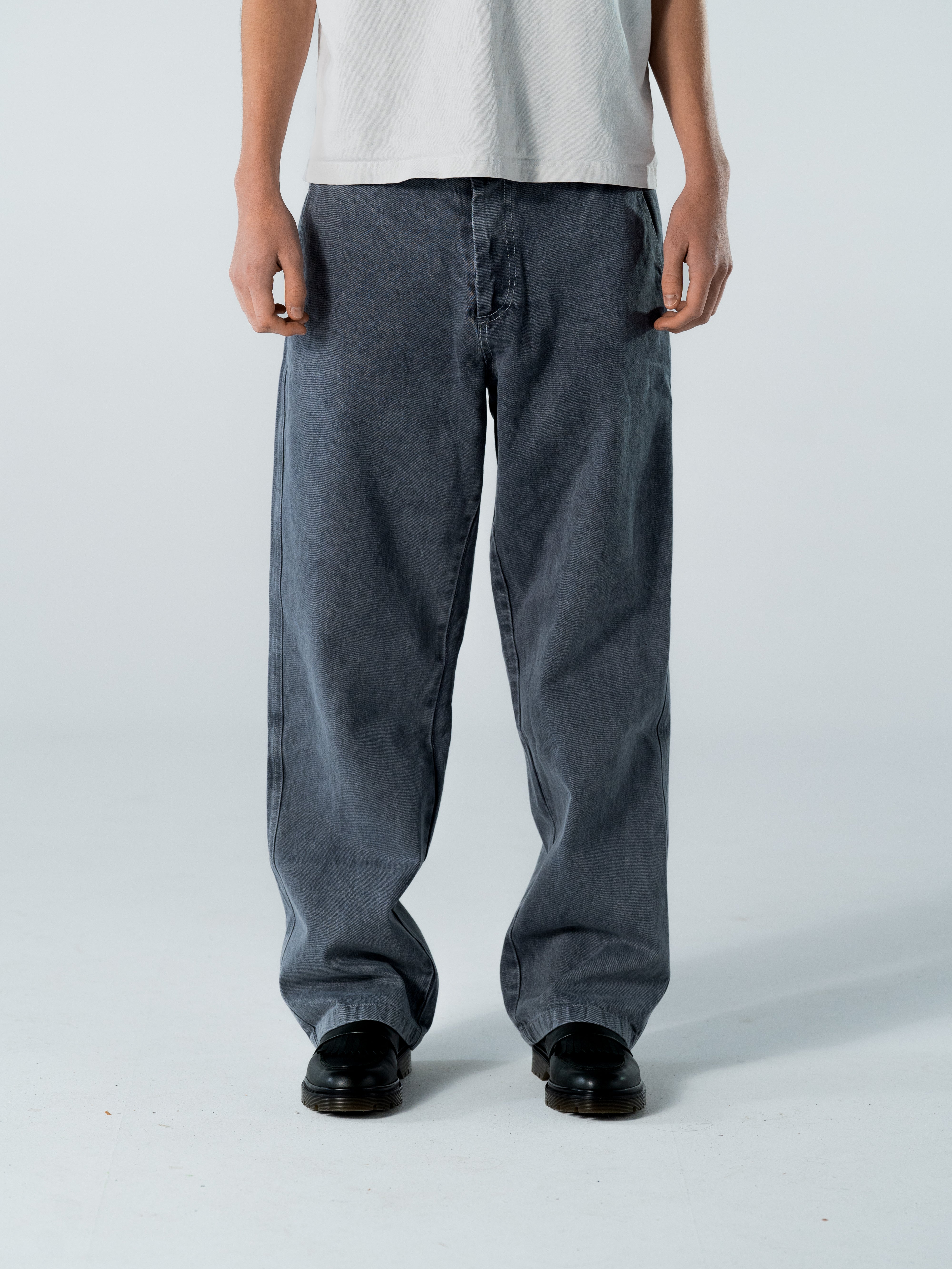 Grey Washed Baggy Jeans