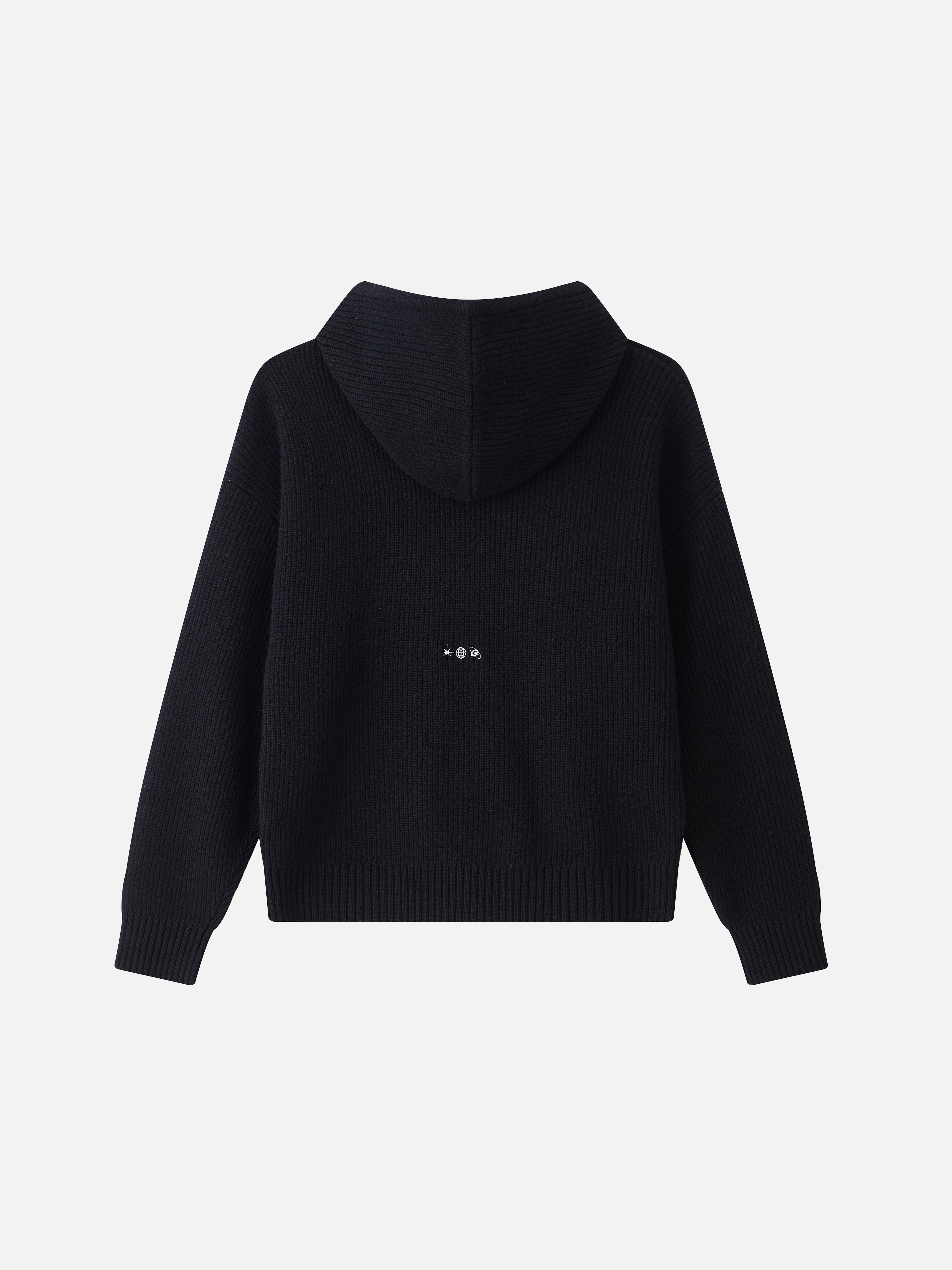 Rib Wool Knit Hoodie 'Black'