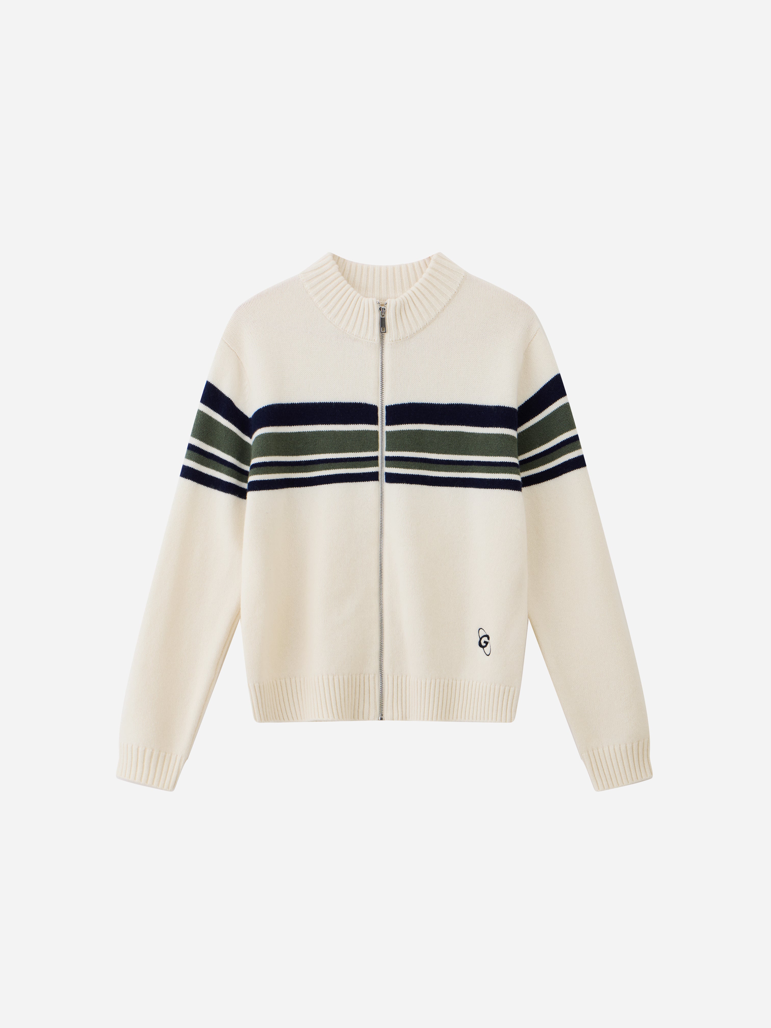 Striped Wool Zip Knit